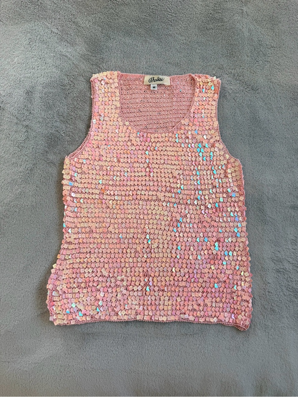 Pink Sequin Knit Top Size S